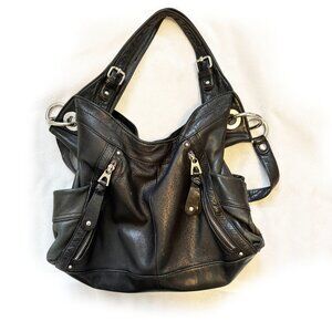 B Makowsky Leather Handbag - Black